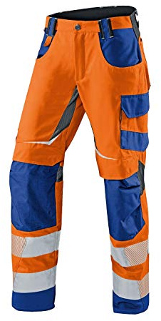KÜBLER REFLECTIQ Warnschutz-Sommerhose PSA 2 | Warnorange/Blau | Größe 90 (Lang)