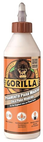 Gorilla Pegamento Para Madera, 532ml – Cola Blanca para Maderas Duras y Blandas con Aplicador Antiatasco | Uso Interior y Exterior, Resistente Al Agua