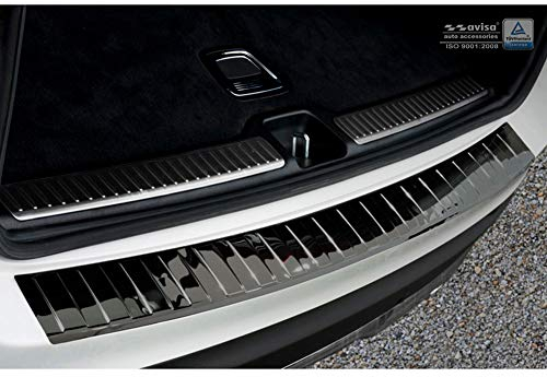 Avisa Spiegelschwarz Edelstahl Heckstoßstangenschutz kompatibel mit Mercedes GLC 2015-2019 & FL 2019- 'Ribs'