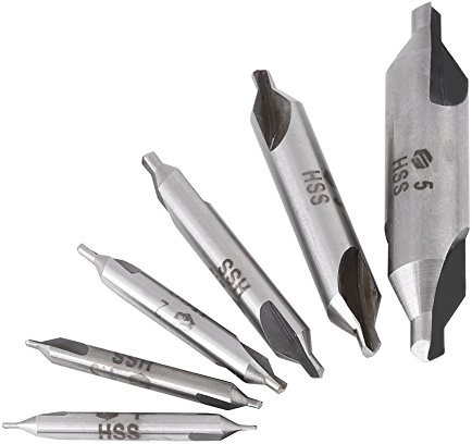 6 stücke Mittelbohrer,1/1,5/2 / 2,5/3 / 5mm 60 Grad HSS Zentrum Bohrer Zentrierbohrer Set Für Eisen Stahl Kupfer Aluminium Grad Triton Edelstahl Hss Zentr