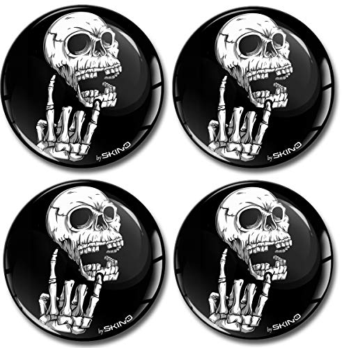 Biomar Labs® 4 x 70mm Aufkleber 3D Silikon Totenkopf Schädel Für Radkappen Nabenkappen Radnabendeckel Rad-Aufkleber Nabendeckel A 2770