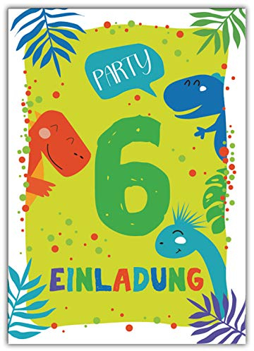 Junaversum 12 Einladungskarten zum 6. Kindergeburtstag Jungen Dinosaurier Einladungen sechste Geburtstag