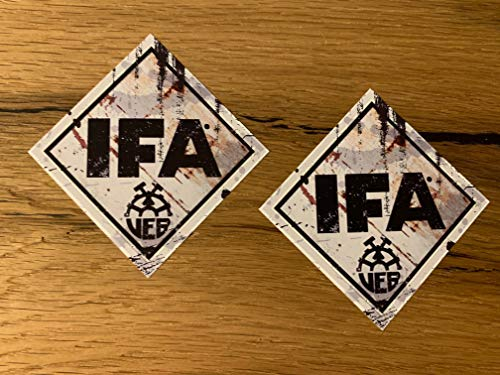#851 / 2X IFA Vintage Aufkleber 9x9cm DDR Sticker Retro VEB Oldtimer Oldschool Traktor LKW Auto Schlepper Ostalgie