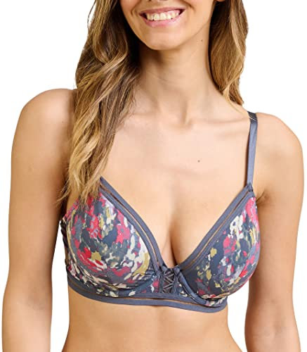 SANS COMPLEXE Lara 77AAH34 Soutien Gorge Triangle, Imprime Camo Rose, Gris et Vert Absynthe, 90C Femme