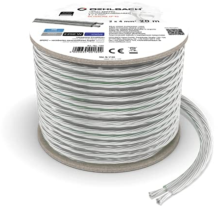 Oehlbach Silverline SP-40 - Stereo HI-FI Lautsprecherkabel - Boxenkabel mit SPOFC (versilbertes Kupfer) 2x4mm² - Mini Spule Lautsprecher Kabel - 20m