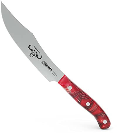 Giesser seit 1776 - Made in Germany - Zubereitungsmesser 16 cm Red Diamond, PremiumCut Veggie No 1, Küchenmesser, Acryl, exotisch, rostfrei, deutsches Grillmesser scharf