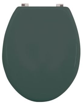MSV WC Sitz Toilettendeckel MDF Holzkern „Dunkelgrün“ Scharniere aus Edelstahl-hochwertige und stabile Qualität, Green