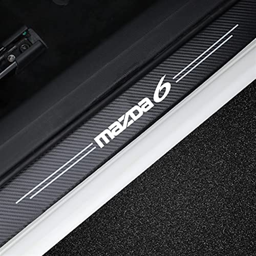 CWWHY Auto Kohlefaser Einstiegsleisten Für Ma-zda 6 GG GG1 GY GT GH GJ GL 2009 2011 2014 2015 2016 2017 2019 2021 Tuning Zubehör 4 STÜCKE Auto Scuff Plate Türschwelle Sill Aufkleber, White