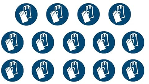 14 Aufkleber Handschuhe benutzen M009 - ø 9,5cm - UV- und witterungsbeständig - ISO 7010 - nachhaltig - Gebotszeichen Schild (9,5 cm, Handschuhe)