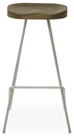 Premier Housewares Silver Metal Frame Bar Stool Pedestal Base Bar Stool With Foot Rest/Breakfast Bar Stools/Adustable/Stool / W44 x D47 x H78cm.