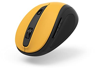 Hama ergonomische Funkmaus kabellos (6 Tasten, 2,4GHz, 800/1200/1600dpi, optische Maus kabellos, Wireless, Maus ergonomisch, Computermaus, für Laptop/PC/Notebook, Rechtshänder, USB-Empfänger) gelb