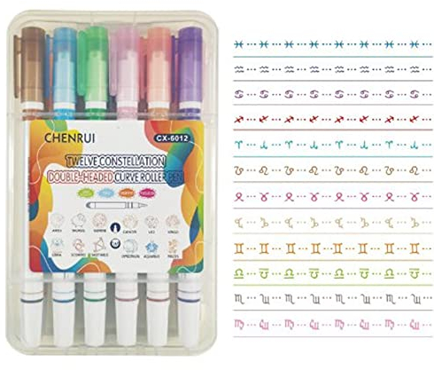 2023 New Curve Highlighter Pen Set, Flownwing Flair Pens, Dual Tip Curve Pens Highlighters, Flownwing Curved Highlighter, DIY Coloring Books Writing Journaling Drawing Scrapbook (F-12Pcs)
