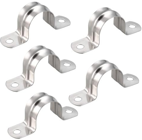 TOP-VIGOR 5Pcs 25mm(1) Rigid Pipe Strap, 2 Holes 304 Stainless Steel U Bracket Pipe Clips Tension Tube Clip Clamp for Pipe Fixing