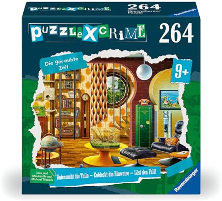 Ravensburger Puzzle X Crime Kids - Die geraubte Zeit- 264 Teile Puzzle-Krimispiel für 1-4 Junge Detektive ab 9 Jahren