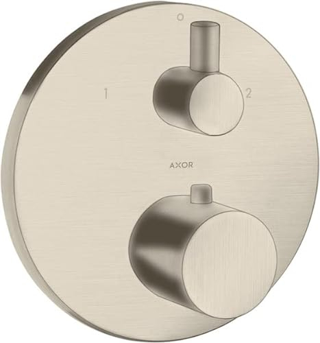 hansgrohe AXOR Uno² Thermostat Unterputz mit Ab- und Umstellventil, 2 Verbraucher, 38720820, Farbe: Brushed Nickel