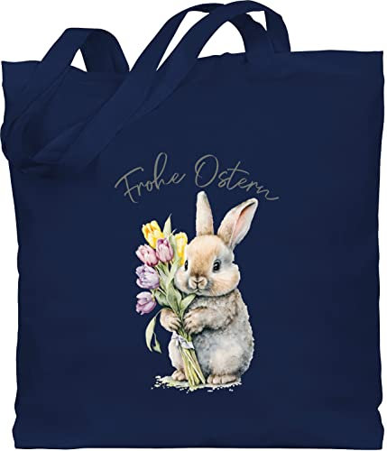 Baumwolltasche - Ostergeschenk - Frohe Ostern - Süßer Osterhase - Unisize - Navy Blau - besondere ostergeschenke osterideen osterüberraschungen hase osterhasen ostermitbringsel happy easter