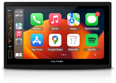 VALTRON RX-820HD 2-DIN-Multimedia Autoradio, 7-Zoll Touchscreen, Drahtlos Android Auto & CarPlay, USB, Bluetooth, Hochleistungstuner, 16-Band-Grafikequalizer, Schwarz, Rückfahrkamera (Standard)