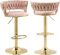 Samt Barhocker 2er set，Höhenverstellbar Barhocker mit Lehne &Armlehne，Ergonomischer Barstuhl mit Handgewebtem Samt und Gold Bein für Kücheninsel, Bar oder Restaurant, Drehhocker mit Fußstütze,Rosa