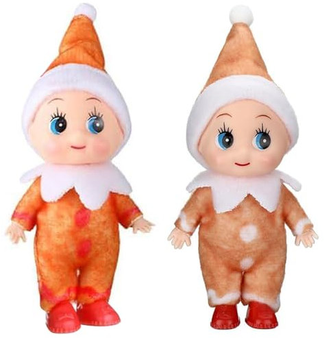 2 St Mini-Puppe Elf Weihnachten Baby Winziger Weihnachts Lebkuchenmann Elf für Kinder,Puppe Baby Elf im Regal Weihnachten Neuheit Spielzeug Puppen Elfen Baby Spielzeug für Weihnachten Neujahr Geschenk