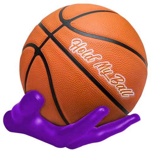 Supporto per palloni da parete, in resina di alta qualità, per pallacanestro, calcio, calcio, decorazione per sala sportiva, supporto da parete per uomo caverne, memorabilia, colore: viola