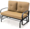 COSTWAY 2-Person Outdoor Glider Bench, Patio Double Swing Rocking Chair with Cushions, Steel Frame Garden Loveseat Relax Gliding Chair for Balcony, Porch and Poolside (Beige, 123 x 67 x 87cm)