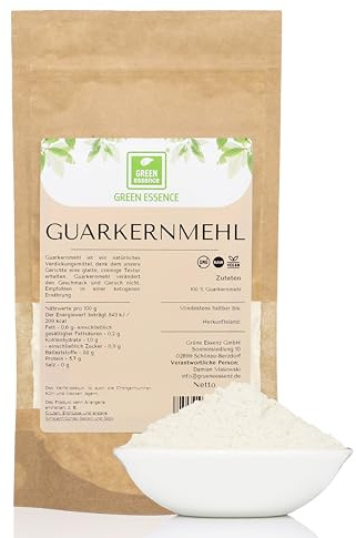 Guakernkernmehl 1kg Guar Gum Pulver Bindemittel Guargummi von Green Essence | Guakernkern Mehl, Bindemittel für Eis, Keto & Low Carb Guar Gummi, Geliermittel E412, Verdickungsmittel für Eismaschine, 1 kg