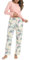 Litherday Pyjama Femme Hiver Ensembles de Pyjama Femme Coton Vêtement de Nuit à Manches Longues Tenue de Nuit à Carreaux Automne et Hiver，Imprimé Rose，M