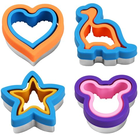4 Moules à Sandwich,Emporte Coupe-sandwich pour Enfants,Sandwiches Cutter Formes De Pain Coupe Biscuits,Coupeur de Biscuit de Fruit de LéGume de Sandwich,Sandwiches Cutter pour Enfants