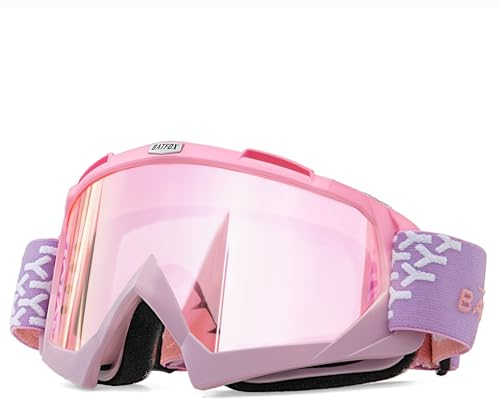 KINGBIKE Motocross Brille Mtb Brille Dirt Bike ATV Crossbrille goggle Sicherheit Tactical Riding Motorradbrillen für Herren Damen Jugend Fit ÜBer Brille (rosa Lila Rosa, Erwachsene)