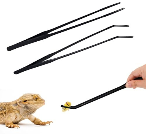 PEUTIER 2 Pezzi Pinza per Alimentazione Rettili, Pinza per Alimentazione Serpente Accessori Antiscivolo in Pitone con Palla di Mais Pinzette Extra Lunghe per Serpente Tartaruga Lucertola Rana Ragno