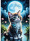 GDYEEH 5D Katze Diamant Painting Pictures, DIY Mondnacht Diamant Art Painting Kits, Traumland Diamond Painting Set for Adults Anfänger, Mosaic Making, Diamond Painting for Home Decor 30x40cm