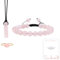 Natural Ring Necklace Bracelet Jewelry Set with Rose Quartz Ring Stretch Anxiety Bracelet Healing Crystals Pendant Necklace Three-piece Gifts for Women Beaded Bracelets Anxiety Relief Jewelry Set