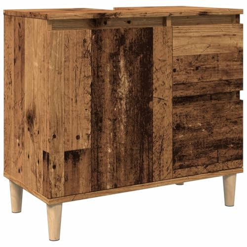 vidaXL Mobile Sottolavabo Legno Antico 65x33x60 cm in Truciolato, Mobile lavandino Bagno, Mobile Bagno lavabo, Mobile lavabo Bagno
