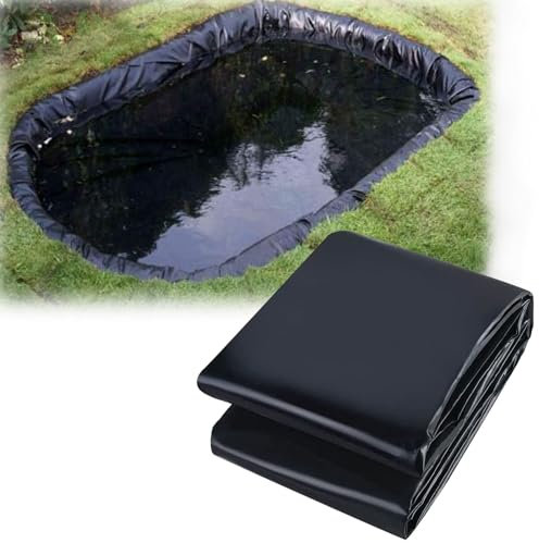 Große Fischteichfolie, 0,3 mm dick, HDPE, schwarz, Teichfolie für wasserdichte Landschaft, Garten, Pool, flexible Teichfolie