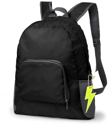Mikiuly Faltbarer Rucksack Ultra Leicht, Unisex Tagesrucksack für Damen und Herren, Foldable Backpack, Wanderrucksack für Camping Wandern Reisen Sport Klettern Radfahren, Schwarz