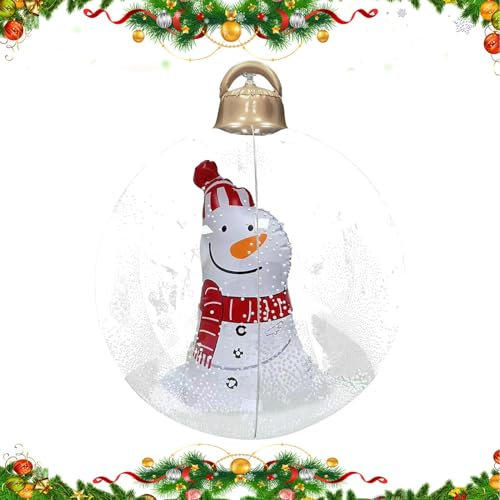 Kioriur Palline Gonfiabili Di Decorazioni Di Natale,Ornamenti Per Palline Gonfiabili Trasparenti Decorati - Palline Di Natale Gonfiabili Di 55 cm/21,6 pollici, Decorazioni