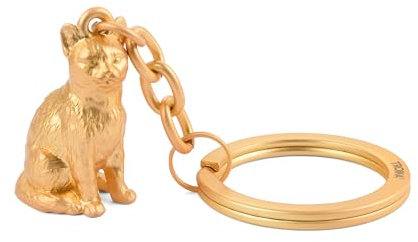 TROIKA Schlüsselanhänger Katze CLEOPATRA – Schlüsselring – Metallguss – verchromt – goldfarben Original