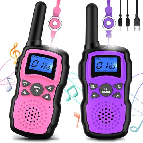 Wishouse Walkie Talkie Kinder 2er Set, Weihnachten Geburtstagsgeschenk für Mädchen ab 4 5 6 7 8 9 10 Jahre,Funkgeräte Erwachsene Große Reichweite USB Aufladbar mit Akku,Outdoor Camping Spielzeug