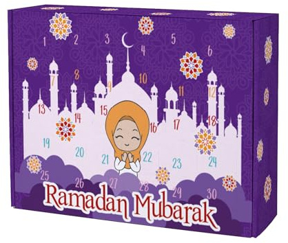 Ramadan Kalender zum Selbstbefüllen für Kinder, Freunde & Familie | Motive | Jungen & Mädchen zum Zuckerfest EID (Gebet Mädchen)