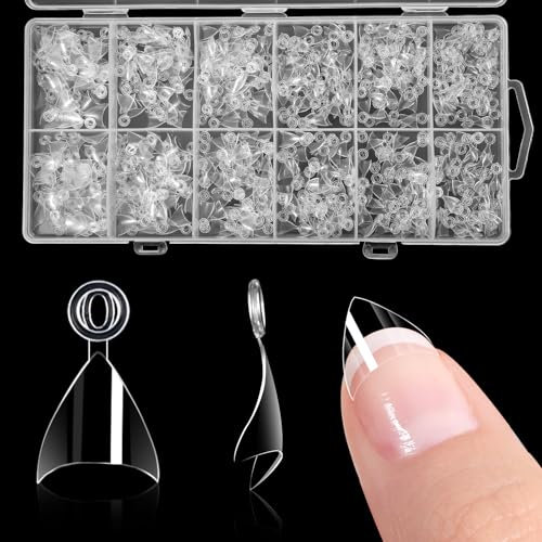 600Pcs Short Nail Tips Almond Nail Tips Half Cover Acrylic Nails Tip Clear Fake Nails for Manicure with Box
