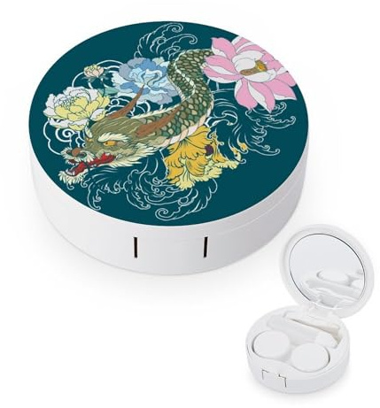 fkgvwo Contact Lens Case Green Dragon Contact Lens Holder Box Container Soak Storage Kit