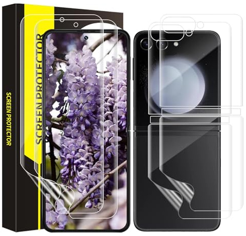 Bodyguard TPU Verre Trempé pour Samsung Galaxy Z Flip 6 5G, Anti Rayure Vitre Protection, Sans Bulles, Haute Sensibilité, Couverture Transparente 3D, HD Z Flip 6 Protection écran+Film Arrière(2+2)