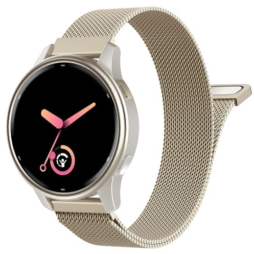 MoKo Metall Armband Kompatibel mit Garmin Venu, Garmin Vivoactive 6/5/3, Forerunner 570 42mm/55/245/645, 20 mm Edelstahl-Ersatzarmband mit Schnellverschluss für Männer und Frauen, Champagner Gold