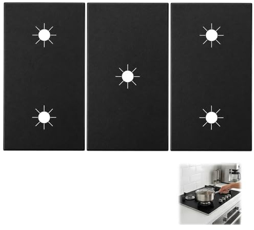 3 Pcs Black Hob Covers for Gas Cookers, 53.8 x 27 CM Reusable Cooker Cover for Gas Hob, Gas Hob Protector and Stove Cover, Protects Against Spills and Stains During Cooking