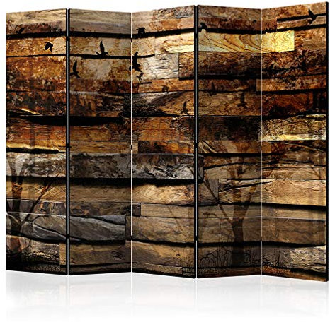 decomonkey Paravent Raumteiler Innen Mauer 225x172 cm 5 Teilig Einseitig Room Divider Wall Raumteiler Stehend Trennwand Sichtschutz Spanische Wand Sichtschutzwand Wohnzimmer Holz