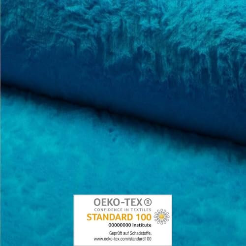 Fabrics-City Türkis Kuschelfell Kunstpelz Teddyfell Kurzhaarig, Zottelfell Plüschstoff für Nähen, Basteln, Dekoration, Kinder, DIY, Weiches Fell, Pelzimitat, Webpelz Stoff, 4528