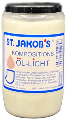 St. Jakobs Grabkerzen Nr. 3, Grabkerze, Grablicht, Weiss und rot, Friedhofslicht, Öllichter Nr, 3, Öl-Lichter, Grablampe, Grableuchte, Grabgestaltung, Lange Brenndauer (120, Weiss)
