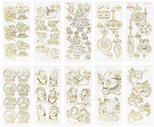 Ideen mit Herz Gravur-Sticker, transparent/gold, 10 Bogen à 10 x 23 cm | Goldene Aufkleber zum Basteln & Dekorieren | Geburtstag, Weihnachten, Rente & mehr (Winter & Weihnachten)