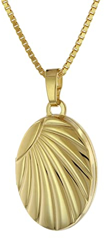 trendor Medaillon-Anhänger Gold 333 + vergoldete Silber-Halskette 75779-40 40 cm