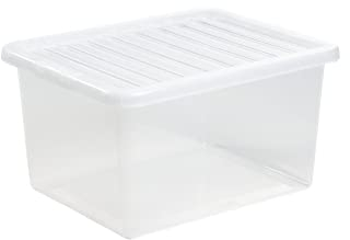Storage Wham Clear 37 Litre Clear Plastic Boxes Box With Lids British Made (2 Pack)